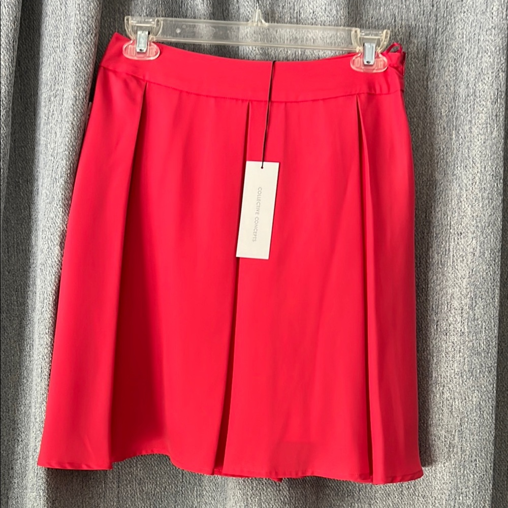 Collective Concepts Coral A-Line Pleated Skirt